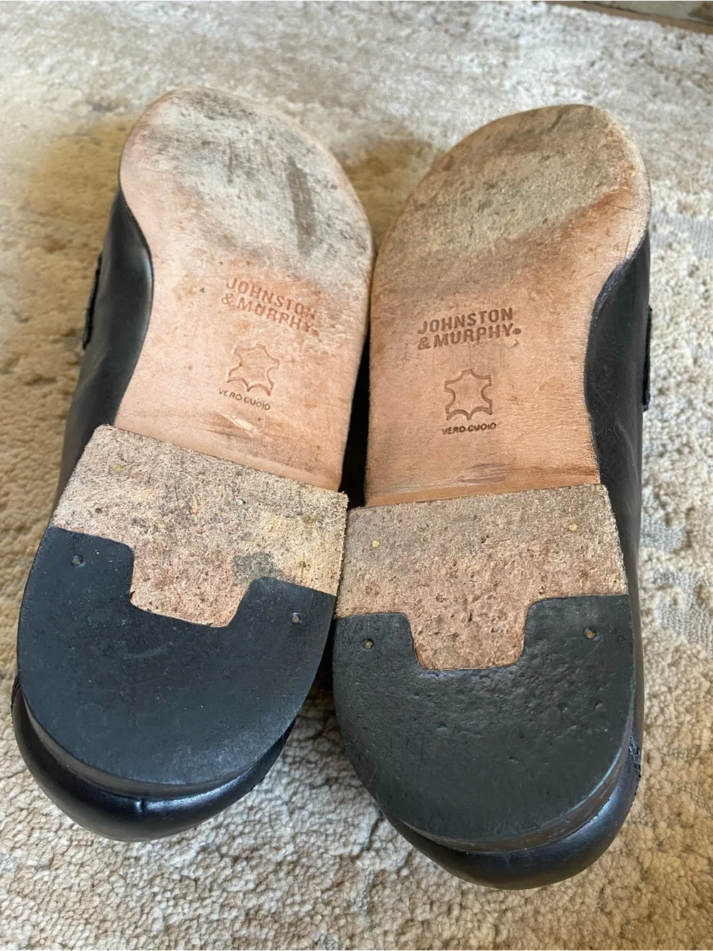 Johnston and Murphy Wing Tip Black Leather Tassel Loafers Dress Sboes Slip On